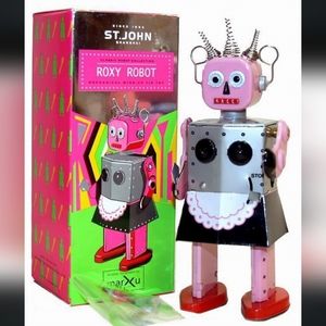 New Rare St. John Classic Robot Collection Roxy Robot Mechanical Wind-Up Tin Toy